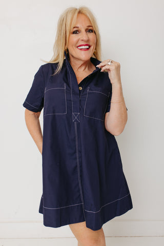 Important Decision Shirt Dress, NAVY