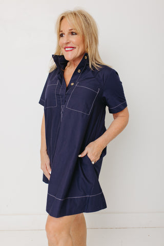 Important Decision Shirt Dress, NAVY