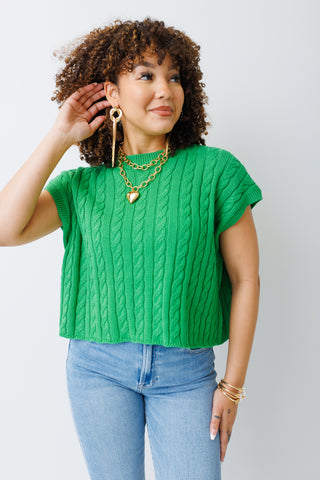 Whimsy Sweater Vest Top, GREEN