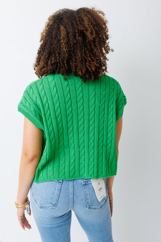 Whimsy Sweater Vest Top, GREEN