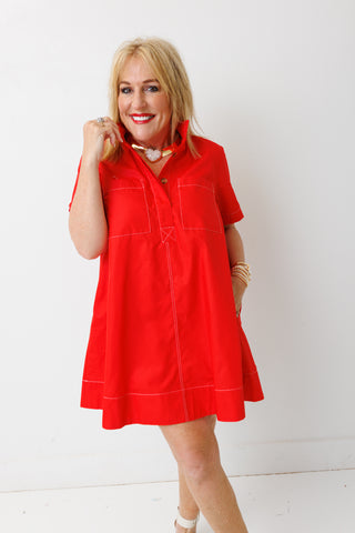 Important Decision Shirt Dress, RED