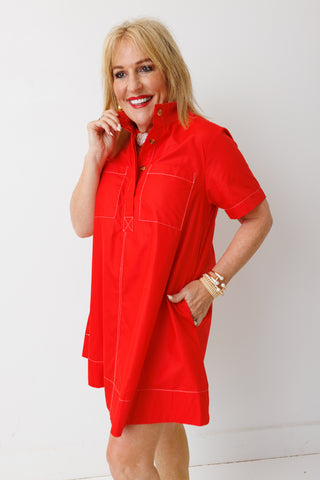 Important Decision Shirt Dress, RED