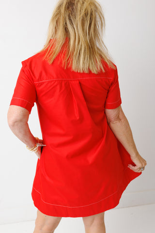 Important Decision Shirt Dress, RED