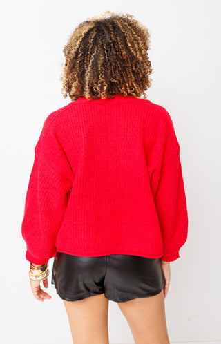 Sweet Glance Sweater, RED