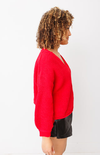 Sweet Glance Sweater, RED