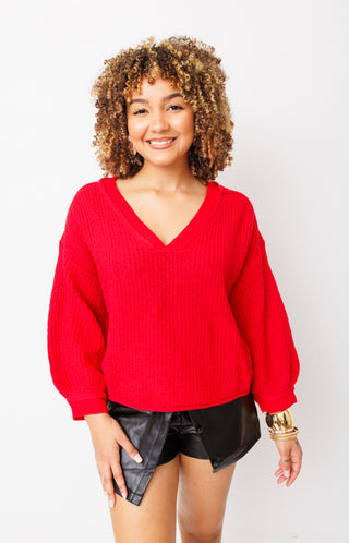 Sweet Glance Sweater, RED