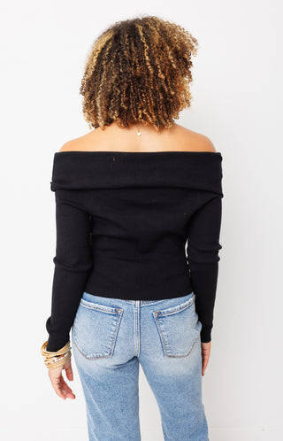 Take Your Time Sweater Top, BLACK