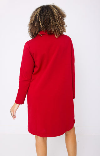 Too Hot To Handle Shirt Dress, GARNET