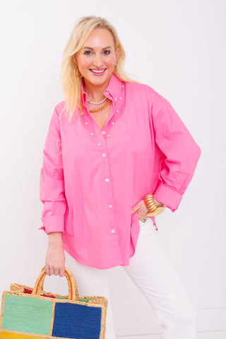 Classic Essential Button Up Top, PINK