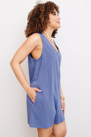 Walk With Me Romper, DUSTY INDIGO