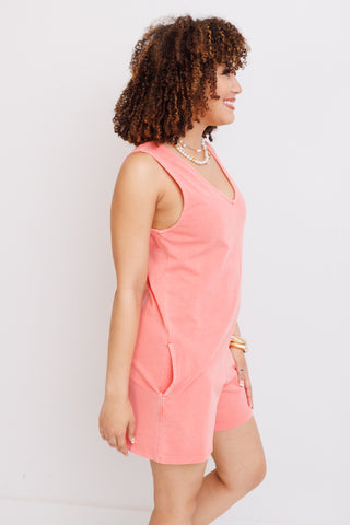 Walk With Me Romper, CORAL