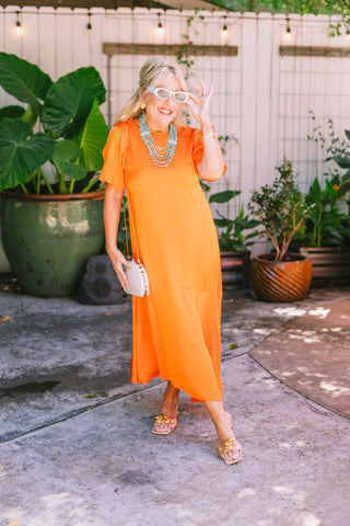 Summer Sunshine Midi Dress, ORANGE