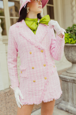 Just A Tease Tweed Blazer Dress, PINK