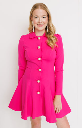 Classy Lady Suit Dress, HOT PINK