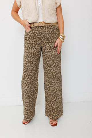 Animal Print Pants, TAUPE/BROWN