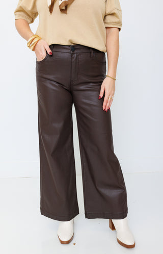 KUT: Meg High Rise Wide Leg Jeans, CHOCOLATE