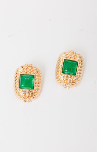 Elegant One Earrings, GOLD/GREEN