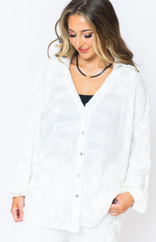 Effortlessly Chic Button Down Top, OFF WHITE Tops 50-75- 14