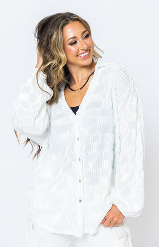 Effortlessly Chic Button Down Top, OFF WHITE Tops 50-75- 14