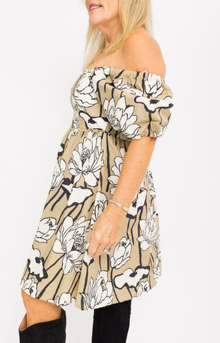 Tropical Night Dress, TAUPE