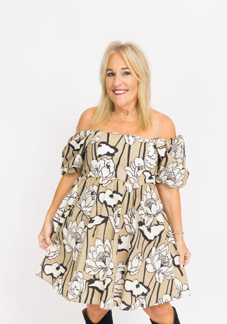 Tropical Night Dress, TAUPE