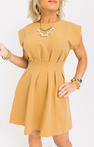 Boardroom Babe Dress, CAMEL