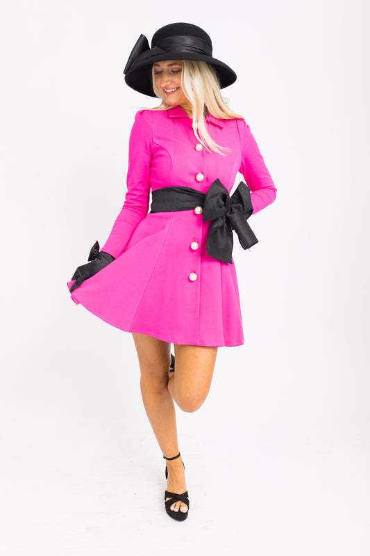 Classy Lady Suit Dress, HOT PINK