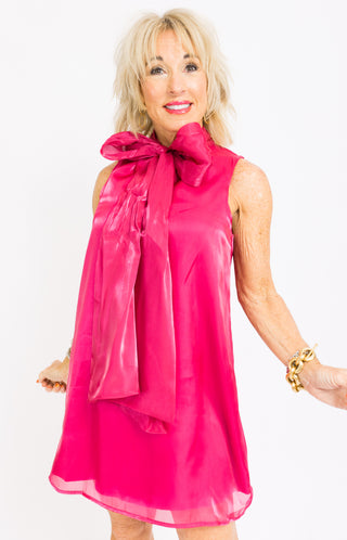 ENDLESS ROSE: Organza Mini Dress, FUCHSIA