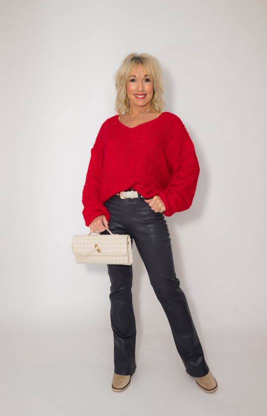 Sweet Glance Sweater, RED