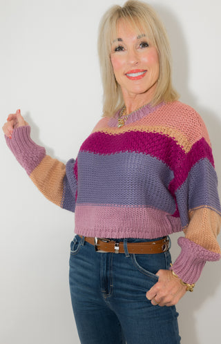 Calista Sweater Top, MAUVE MULTI