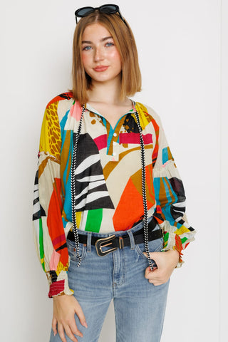 Sweet Mural Blouse, MULTI