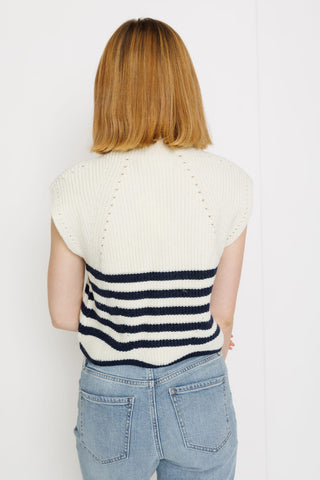 Blind Date Top, IVORY/NAVY