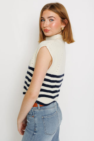 Blind Date Top, IVORY/NAVY