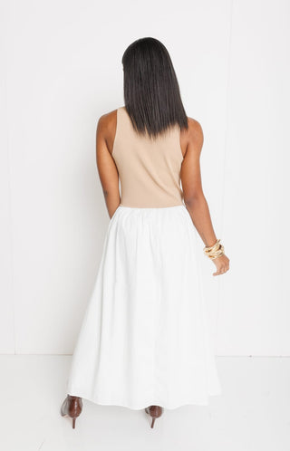 Janelle Midi Dress, OFF WHITE/TAUPE