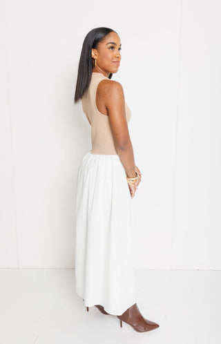 Janelle Midi Dress, OFF WHITE/TAUPE