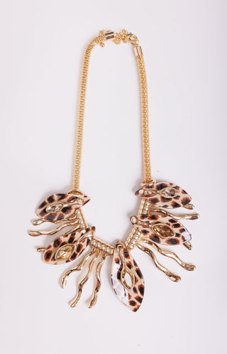 Cardi Necklace, GOLD/LEOPARD - HerringStones