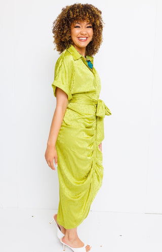 Confident Girl Midi Dress, YELLOW GREEN - HerringStones