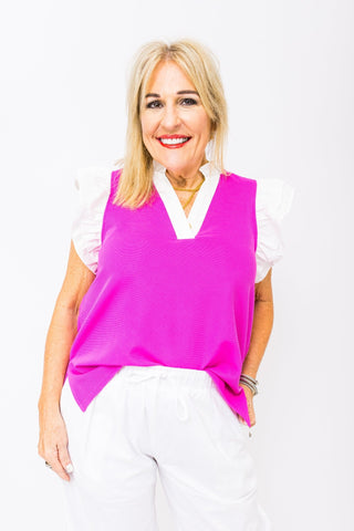 Cool Girl Top, HOT PINK - HerringStones