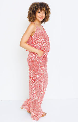 Ditsy Jumpsuit, RED - HerringStones