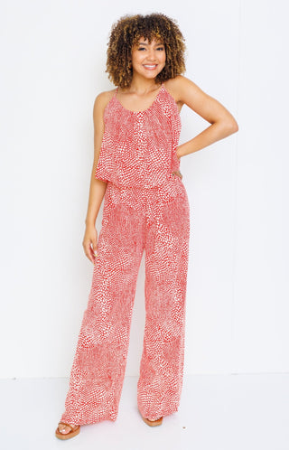 Ditsy Jumpsuit, RED - HerringStones