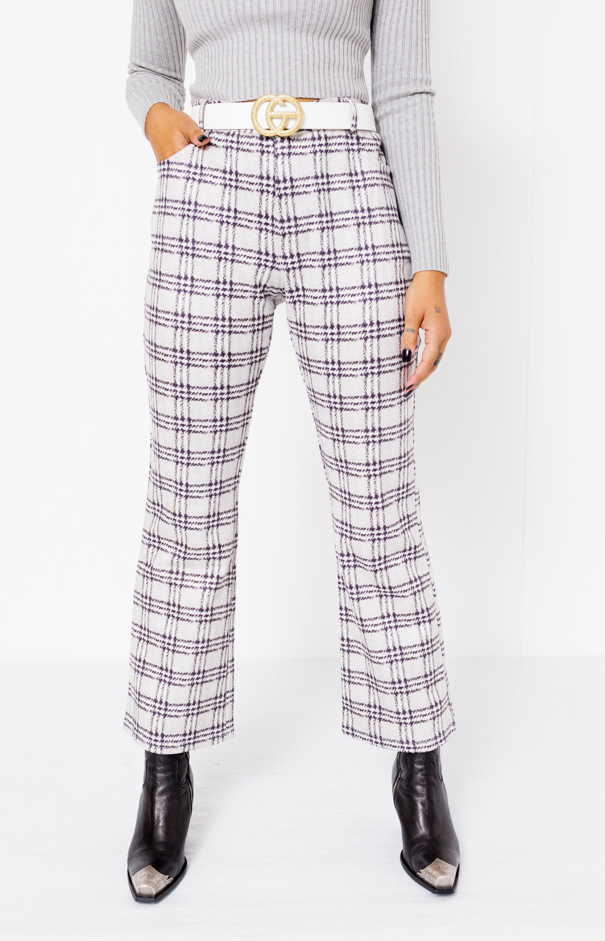 90s Plaid Wide Leg Trousers Hippie Vintage Checkered Bell Bottom Flare Pants