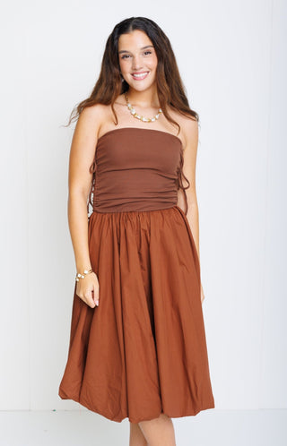 One Of A Kind Midi Dress, BROWN - HerringStones