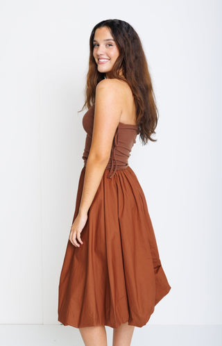 One Of A Kind Midi Dress, BROWN - HerringStones