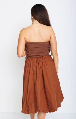 One Of A Kind Midi Dress, BROWN - HerringStones