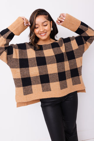 Burberry Love Sweater, CAMEL/BLACK