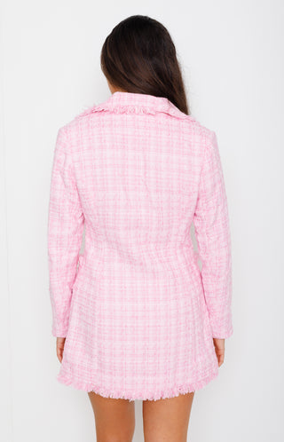 Just A Tease Tweed Blazer Dress, PINK