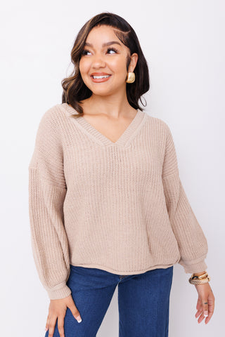 Sweet Glance Sweater, TAUPE