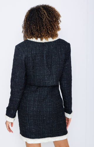 Leave It To Me Tweed Jacket, BLACK/WHITE