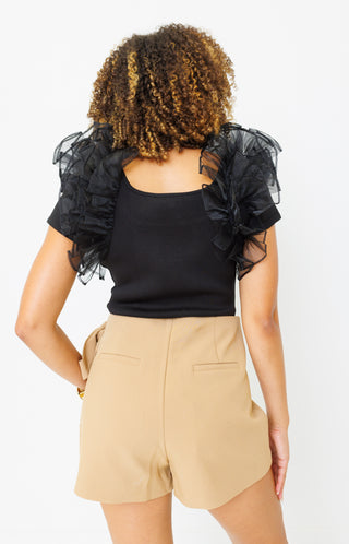 For The Frill Of It Top, BLACK