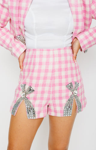 Top Boss Tweed Shorts, PINK CHECK